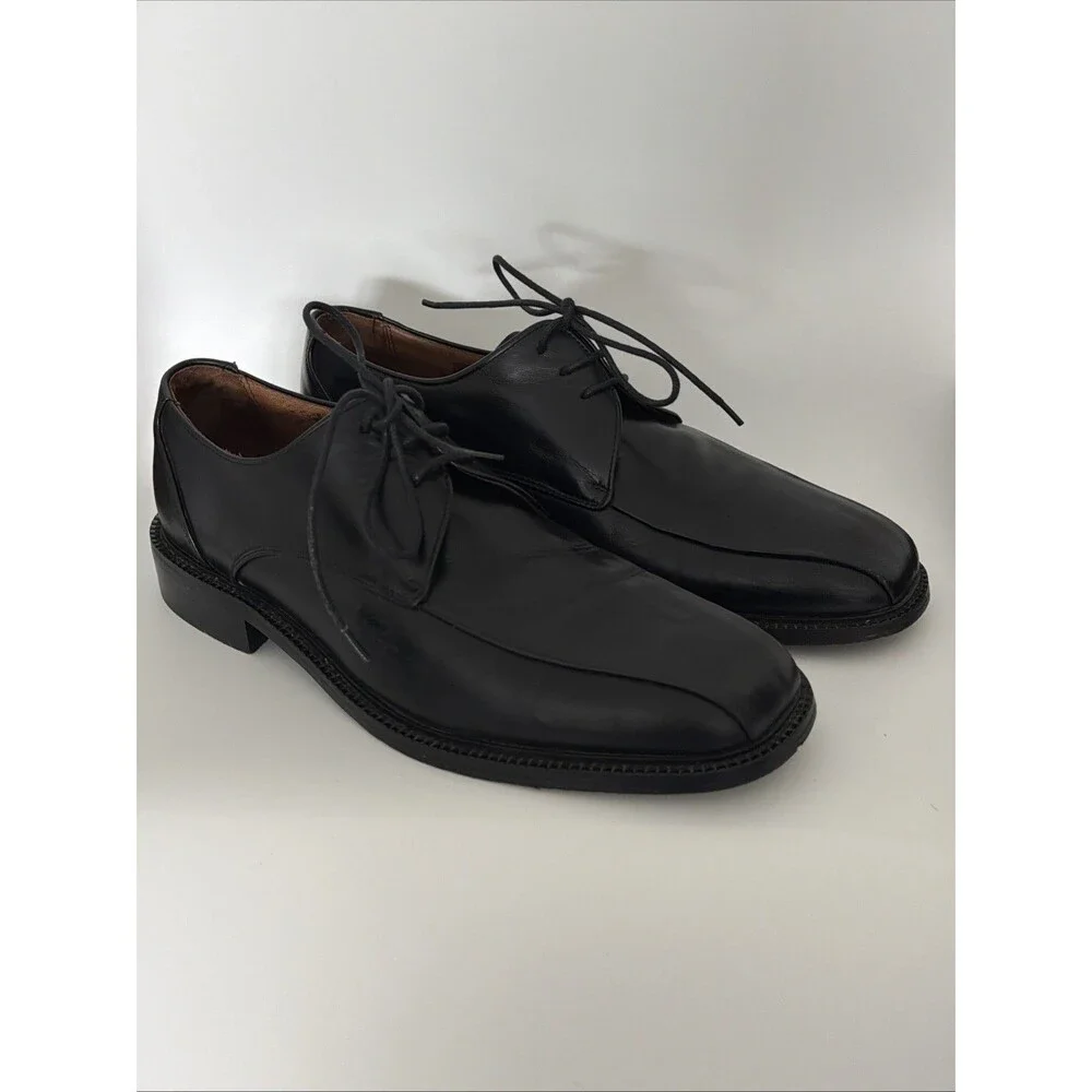 Bacco Bucci Italialian Leather Dress Shoes Oxford Black Mens Sz 10 Tie Formal